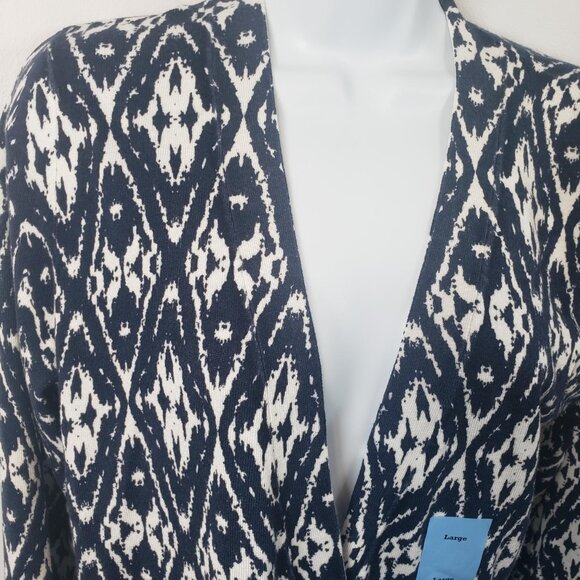 NWT Grace Elements Blue  Boyfriend Cardigan Sweater TBar Closure Size L / A141 - Picture 3 of 7